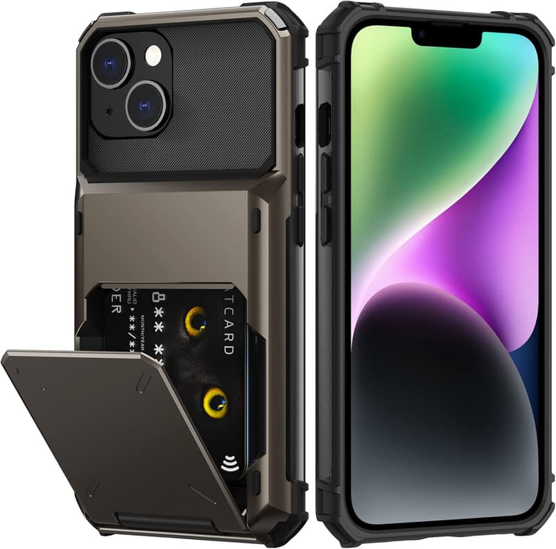iPhone 14 Wallet Case - Dual Layer, Card Holder, Shockproof