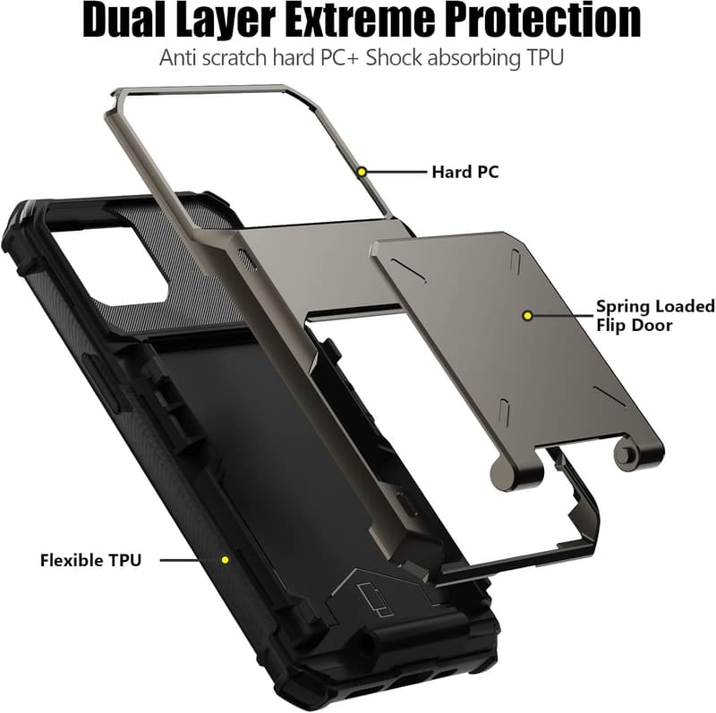 iPhone 14 Wallet Case - Dual Layer, Card Holder, Shockproof