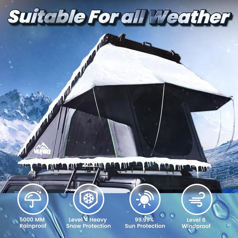 Hard Shell Rooftop Tent for 2-3 Persons - Ideal for Camping
