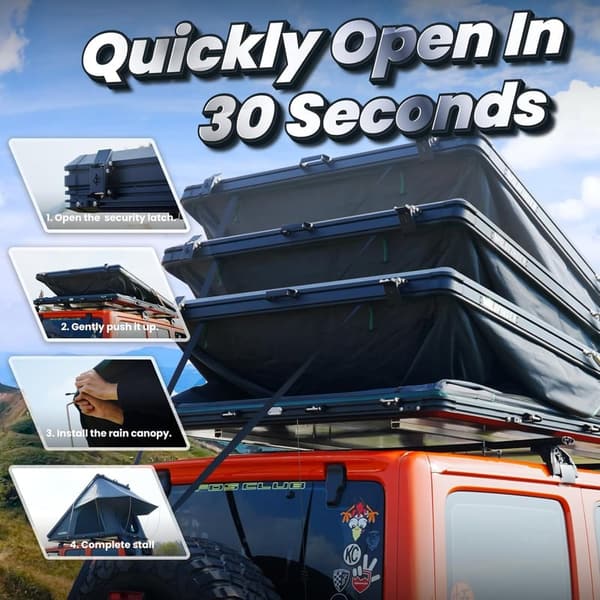 Hard Shell Rooftop Tent for 2-3 Persons - Ideal for Camping
