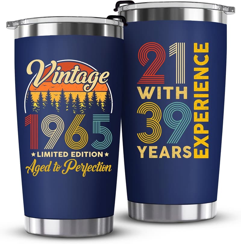 60th Birthday Navy Tumbler Gift for Men & Women