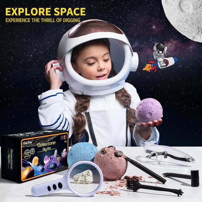 STEM Solar System Gemstone Excavation Kit for Kids Age 6+