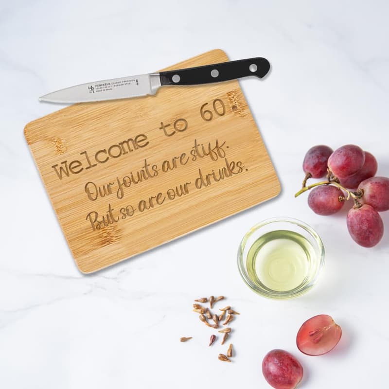 60th Birthday Bamboo Cutting Board - Funny Gift for Him/Her