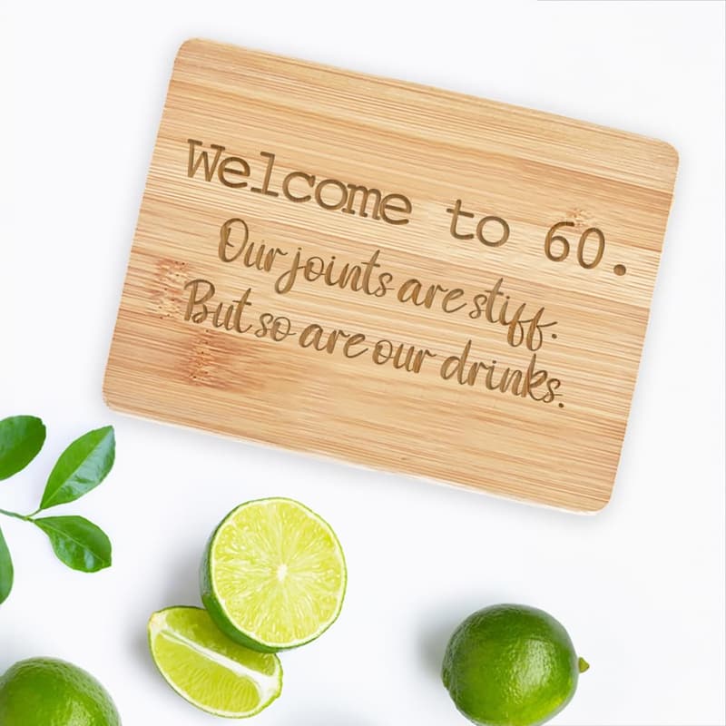 60th Birthday Bamboo Cutting Board - Funny Gift for Him/Her