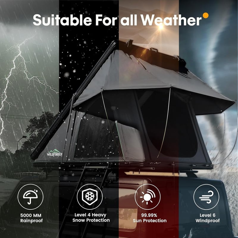 Hardshell Rooftop Tent for 2-3 Person Camping, Fits SUV/Truck