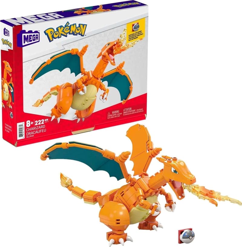 Pokémon Charizard Building Set - 222 Poseable Pieces for Kids