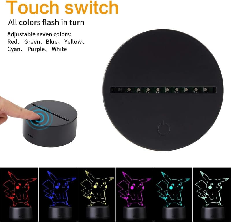 3D Illusion Night Light Table Lamp - 7 Color Touch Switch