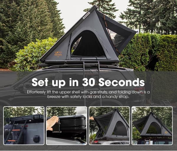 Rooftop Tent for Camping - Hotham Lite Slimline Hard Shell, 2-3 People