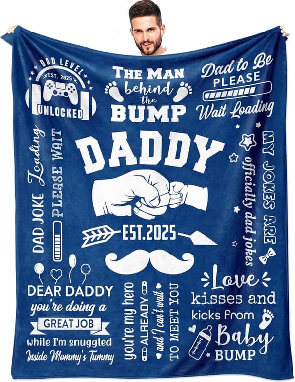 Father's Day Gift Blanket for New Dads - Est 2025, 60