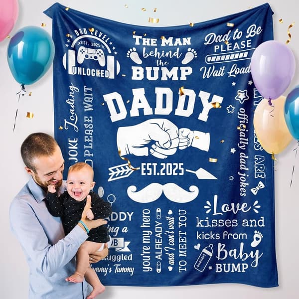 Father's Day Gift Blanket for New Dads - Est 2025, 60