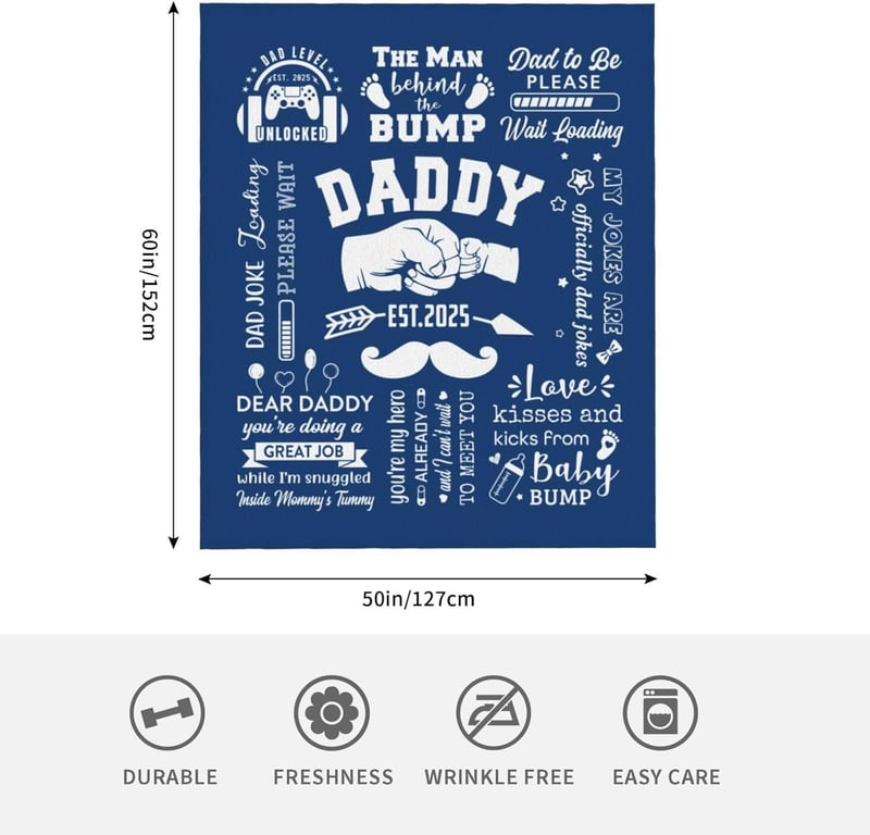 Father's Day Gift Blanket for New Dads - Est 2025, 60
