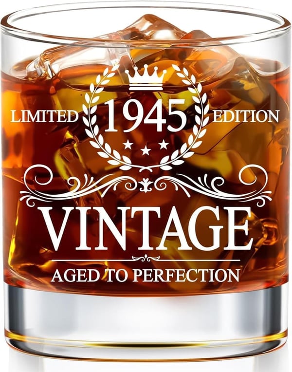 80th Birthday Vintage Whiskey Glass for Men
