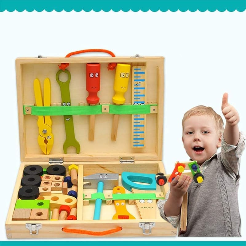 Montessori 36-Piece Wooden Tool Set for Kids Ages 2-6