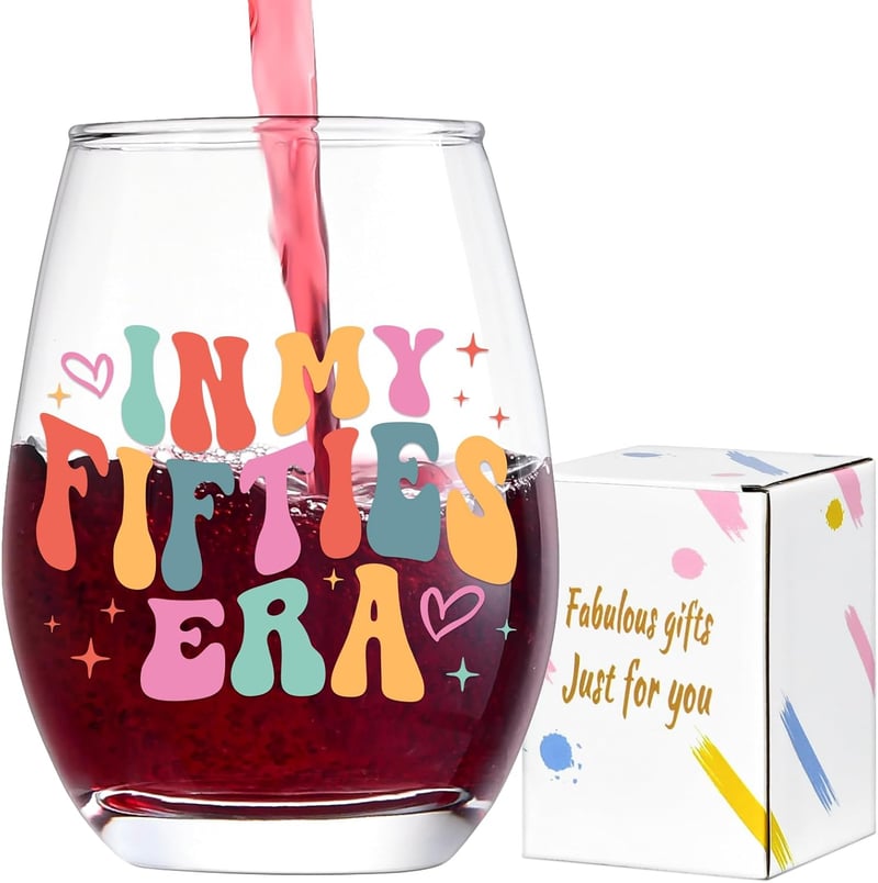 50th Birthday Wine Glass -