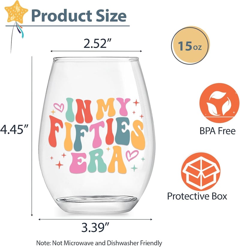 50th Birthday Wine Glass - 