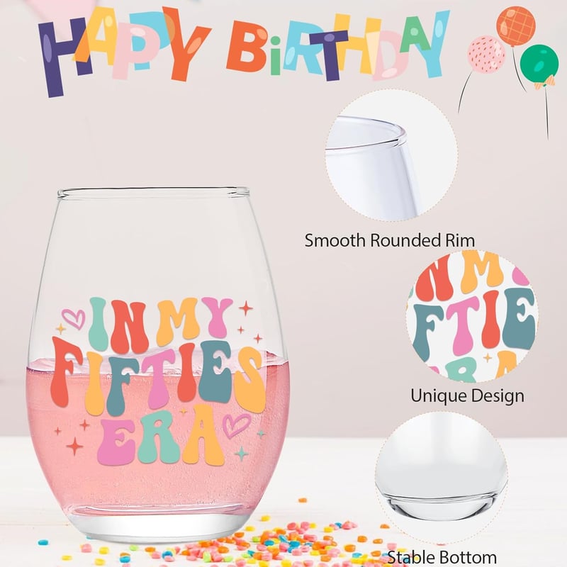 50th Birthday Wine Glass - 
