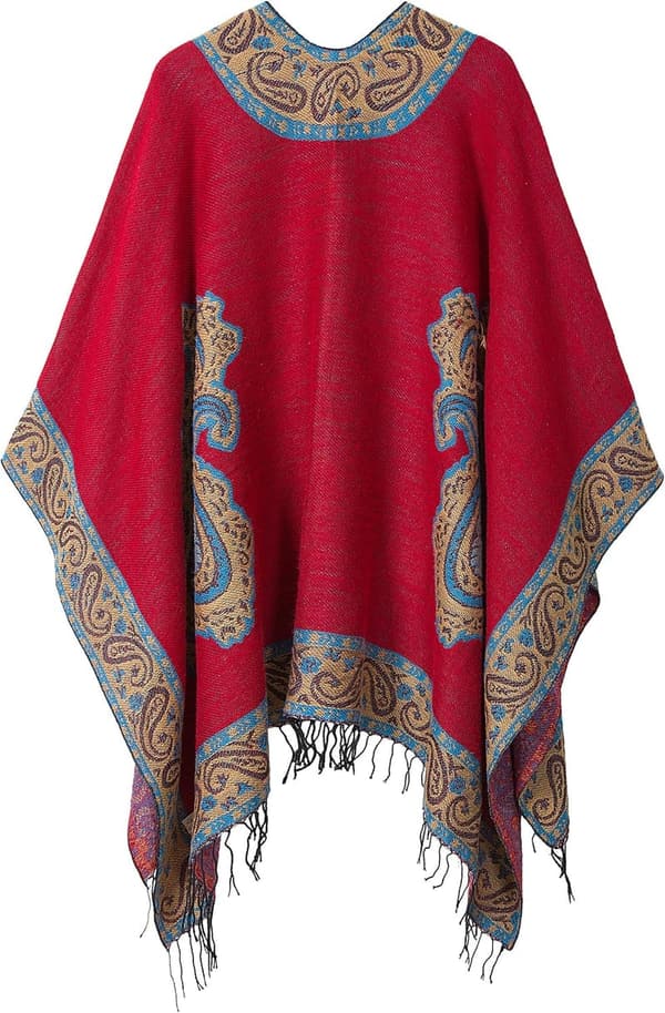 Printed Tassel Poncho Cape Cardigan for Women