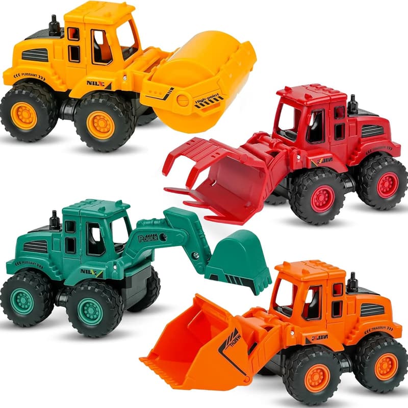 Friction-Powered Construction Toy Set for Kids (4-Pack)
