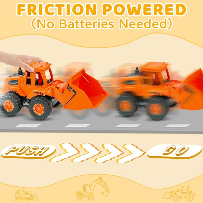 Friction-Powered Construction Toy Set for Kids (4-Pack)