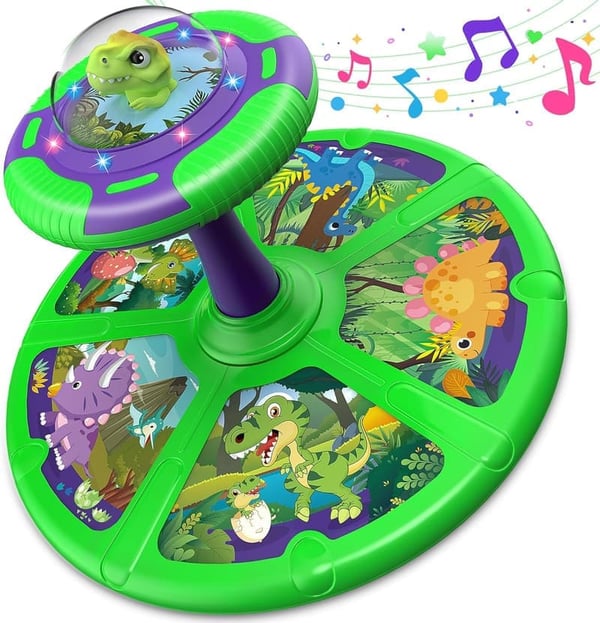 Birthday Dinosaur Sit and Spin Toy for Toddlers with Lights & Music