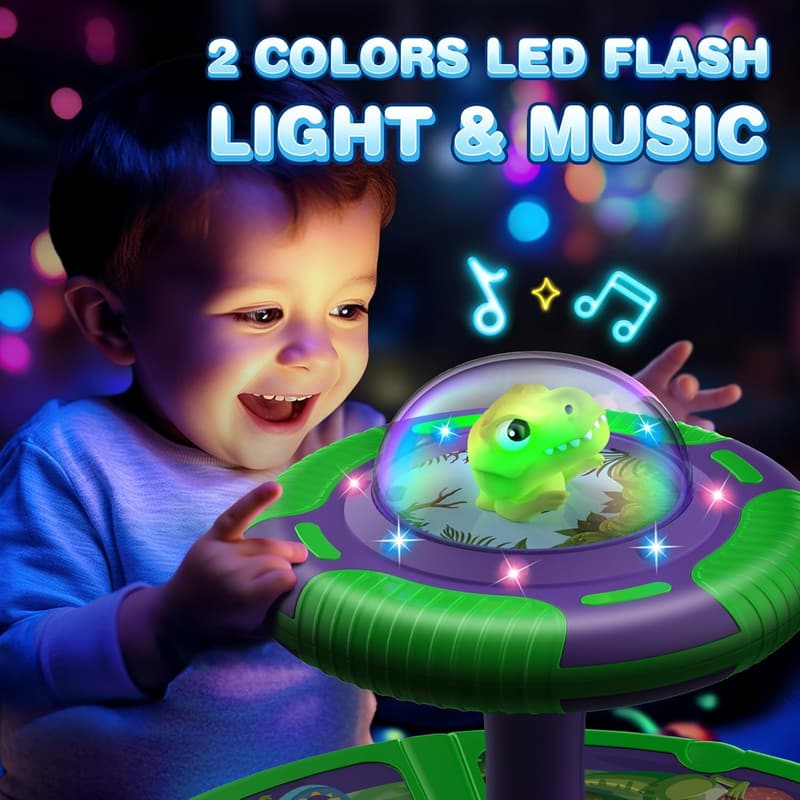Birthday Dinosaur Sit and Spin Toy for Toddlers with Lights & Music