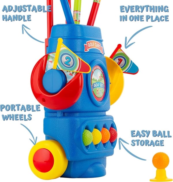 Toddler Golf Set - Kids' Clubs with Balls, Practice Holes & Mat