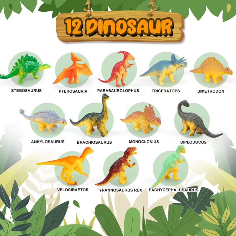 Dinosaur Sound Book with 12 Interactive Toy Figures for Kids