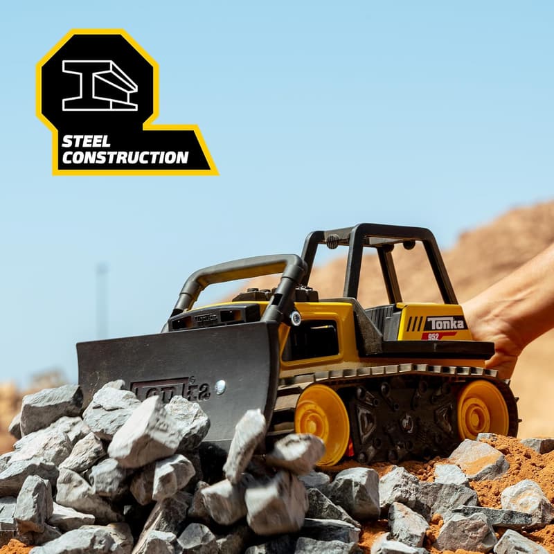 Tonka Steel Classics Bulldozer Toy Truck for Kids Ages 3+