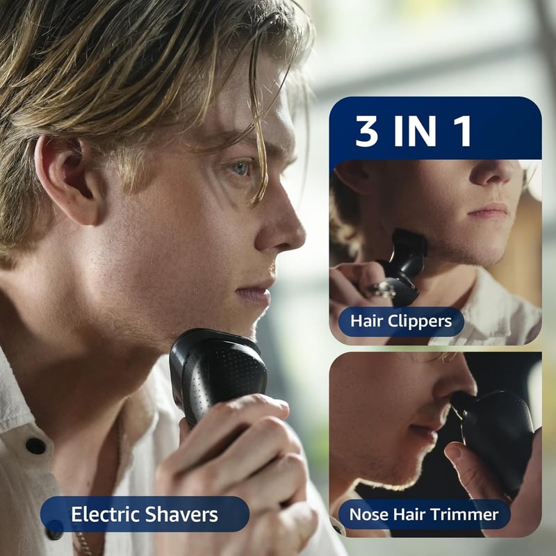 Men's Cordless Electric Razor: 3-in-1 Waterproof Travel Kit