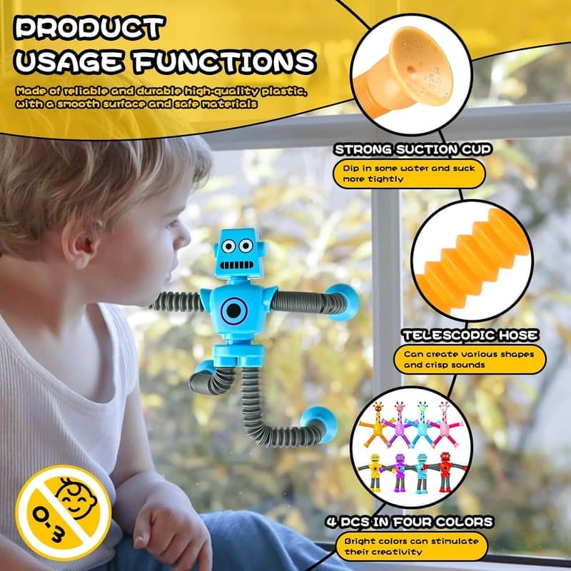 Robot Sensory Travel Toys Set for Toddlers - 4 Pcs Fidget Gift