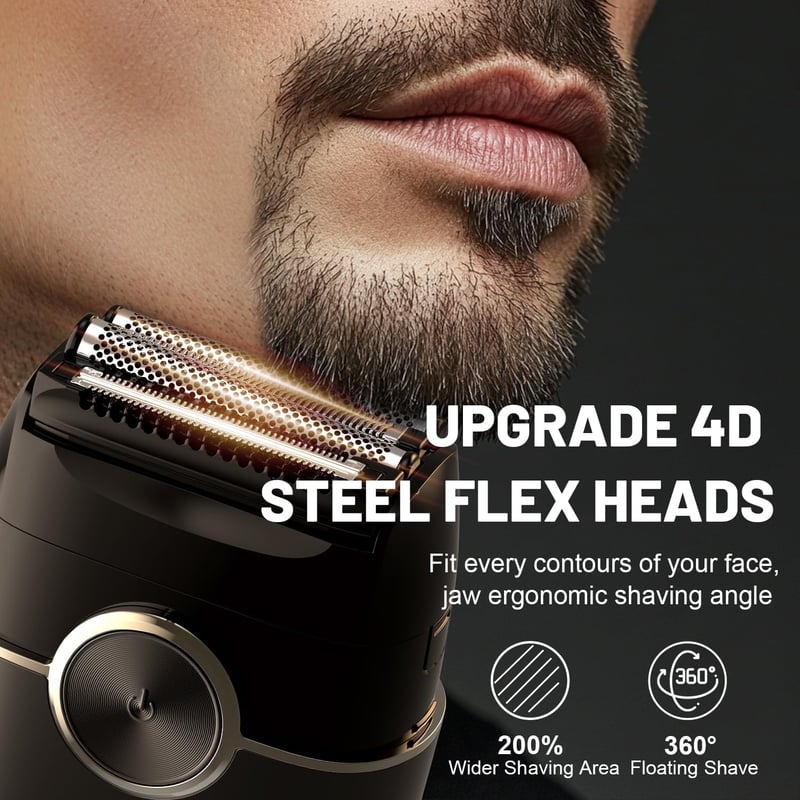 Men's Electric Foil Shaver with 4 Floating Blades & LED Display