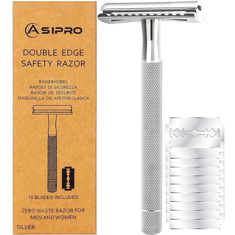 Stainless Steel Double Edge Safety Razor Kit for Men & Women