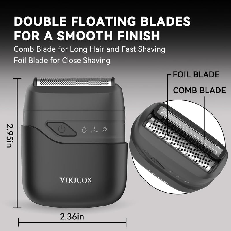 Portable Electric Shaver for Men with Dual Floating Blades
