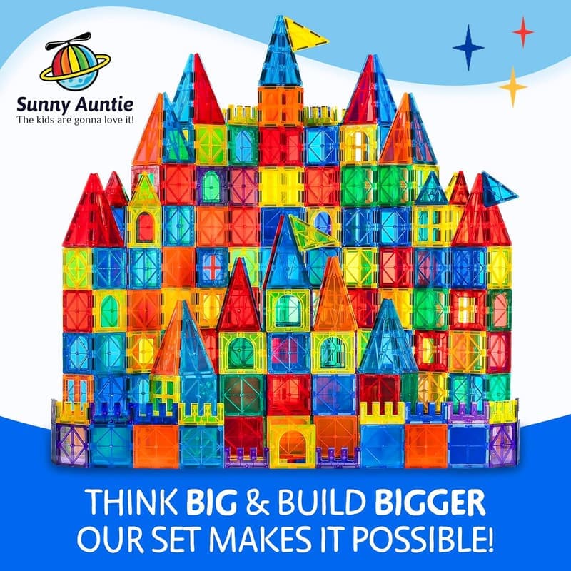 Magnetic Building Tiles Set with Case - 125 PCS for Ages 3-8