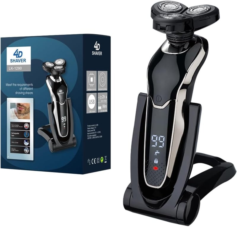Rechargeable Waterproof Electric Razor for Men with Trimmers