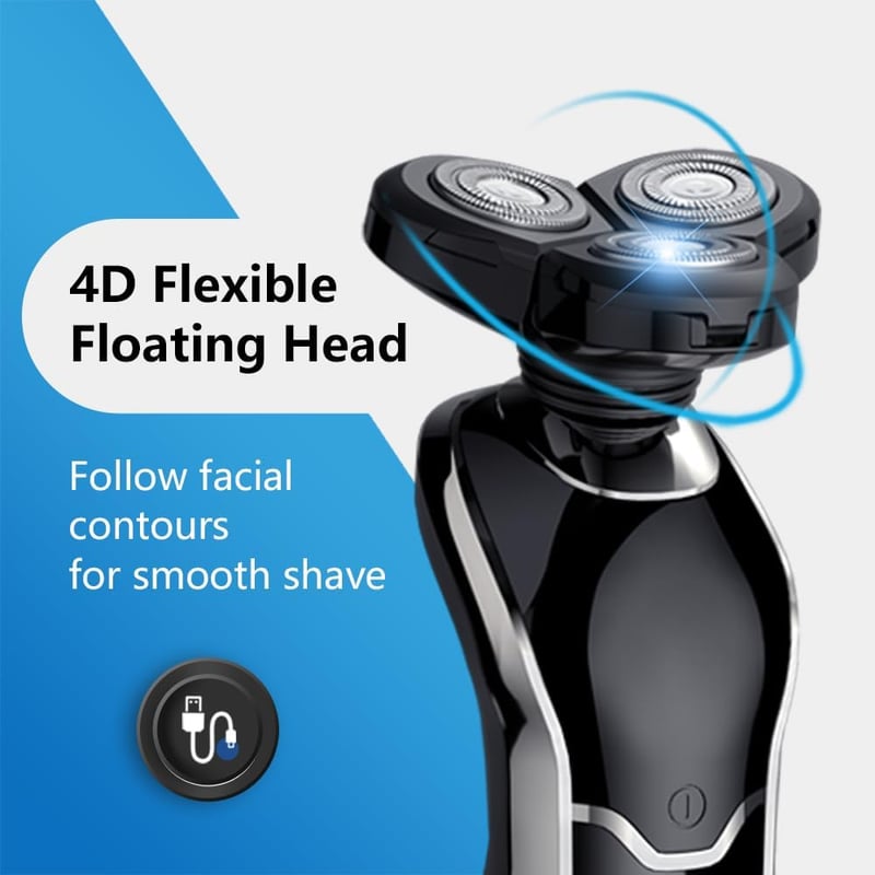 Rechargeable Waterproof Electric Razor for Men with Trimmers