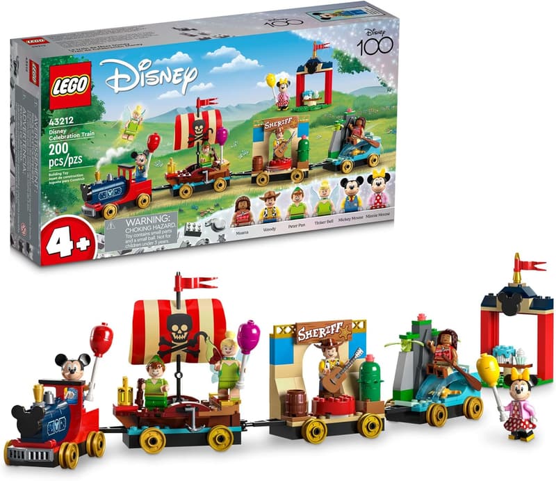 Disney 100 Celebration Train Building Toy with 6 Minifigures