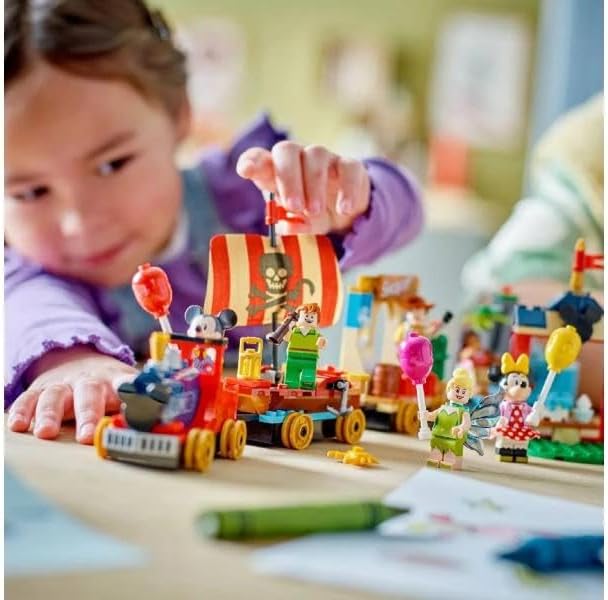 Disney 100 Celebration Train Building Toy with 6 Minifigures