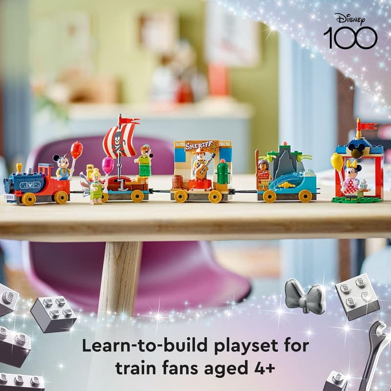 Disney 100 Celebration Train Building Toy with 6 Minifigures