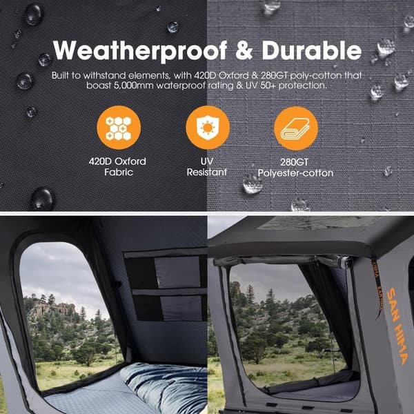 Hotham Overland Roof Top Tent for 2-3 People with LED Light & Skyview
