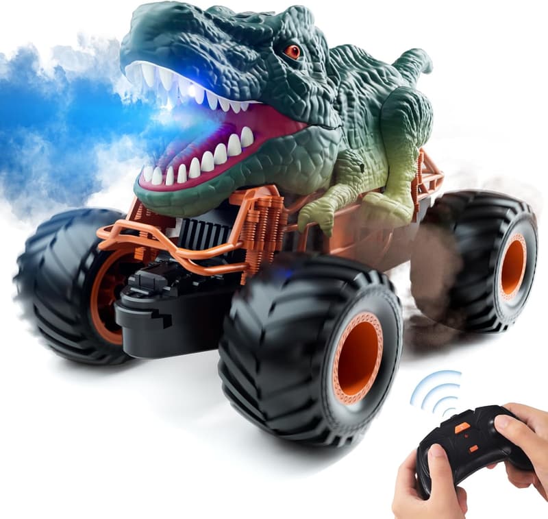 Remote Control Dinosaur Car with Lights & Sounds - Birthday Gift for Kids (3-8 Years)