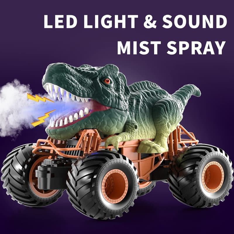 Remote Control Dinosaur Car with Lights & Sounds - Birthday Gift for Kids (3-8 Years)