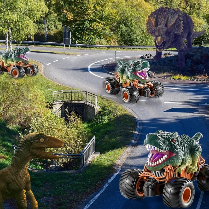Remote Control Dinosaur Car with Lights & Sounds - Birthday Gift for Kids (3-8 Years)