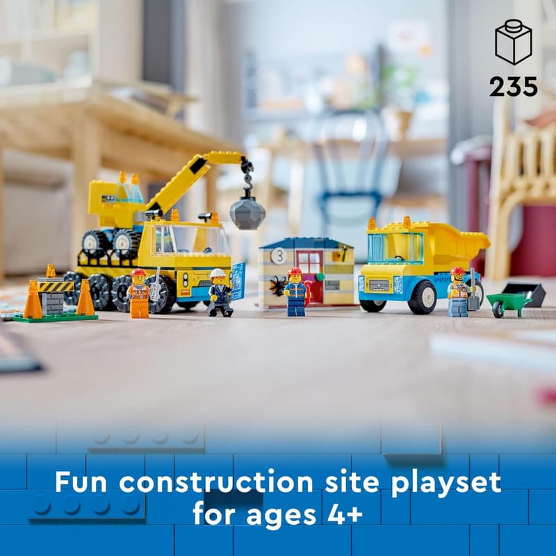 LEGO City Construction Trucks Set with Wrecking Ball Crane