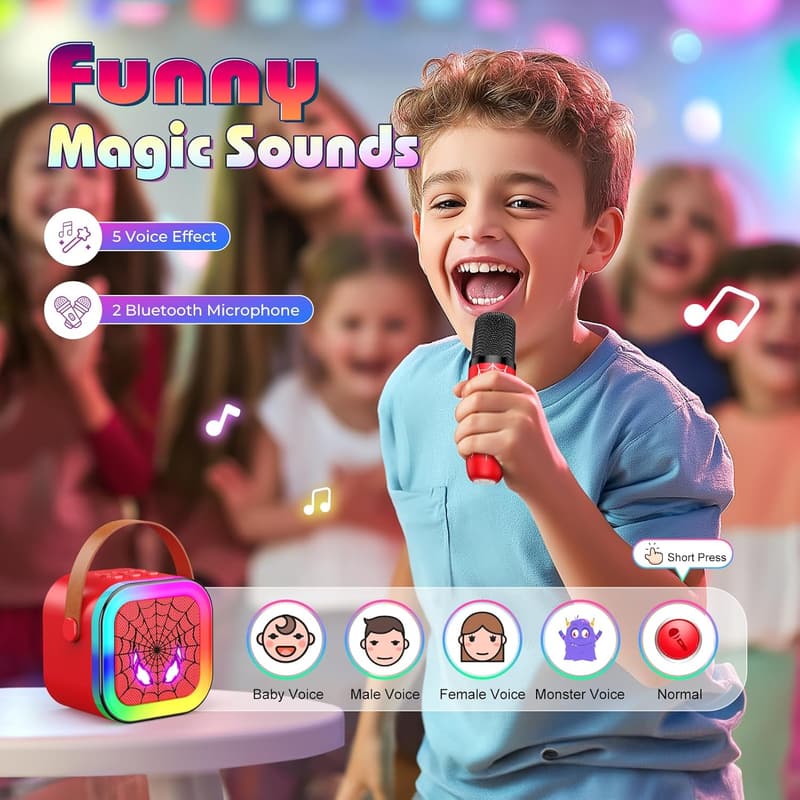 Kids Karaoke Machine with Bluetooth Speaker & 2 Wireless Mics