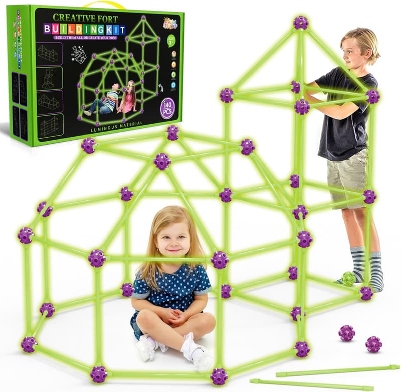 Glow in the Dark Fort Building Kit - STEM Educational Toys for Kids