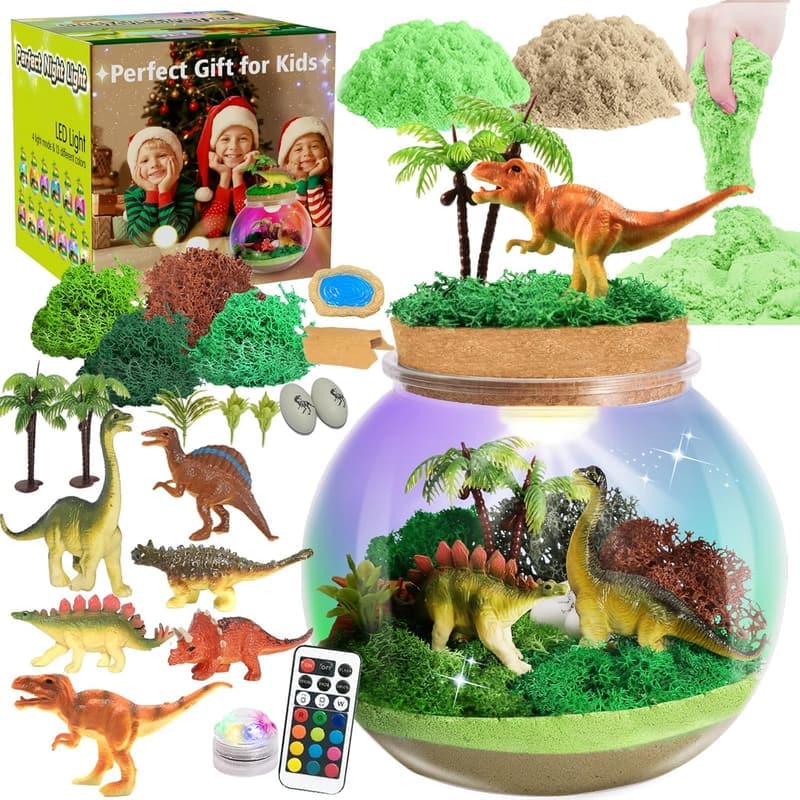 Light-Up Dinosaur Terrarium Kit for Kids - Birthday Gift Ages 4-12