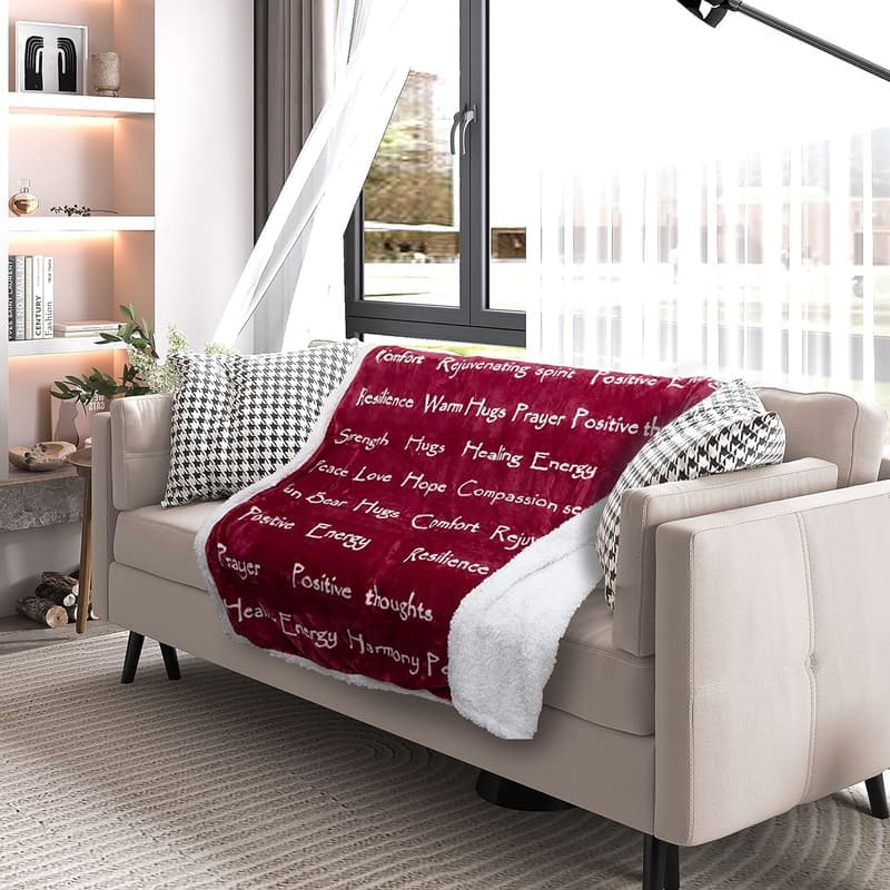 Healing Positive Blanket - Red, 50 x 60 Inch Comfort Gift