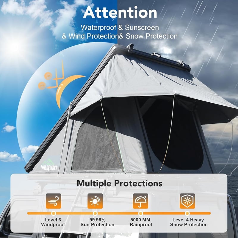 Hard Shell Rooftop Tent for SUV/Truck - 2-3 Person, Waterproof