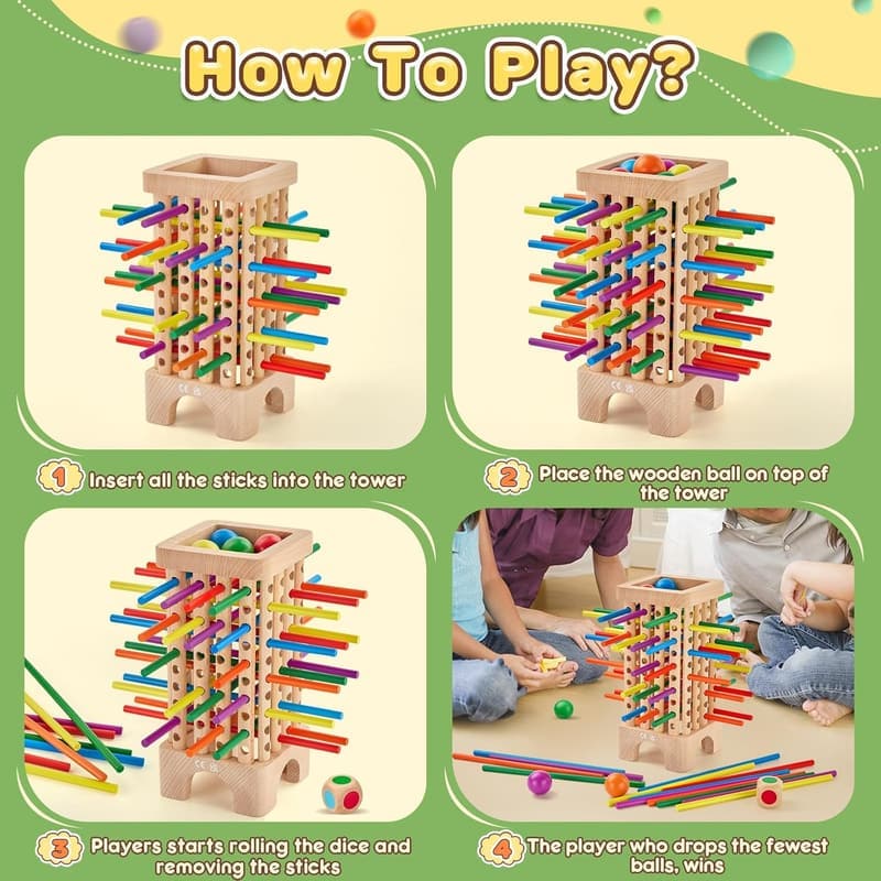 Educational Math Game for Kids - Wooden Sticks & Dice Game